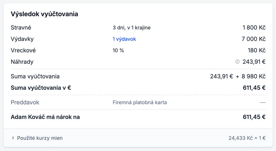 Výsledok uzavretého vyúčtovania